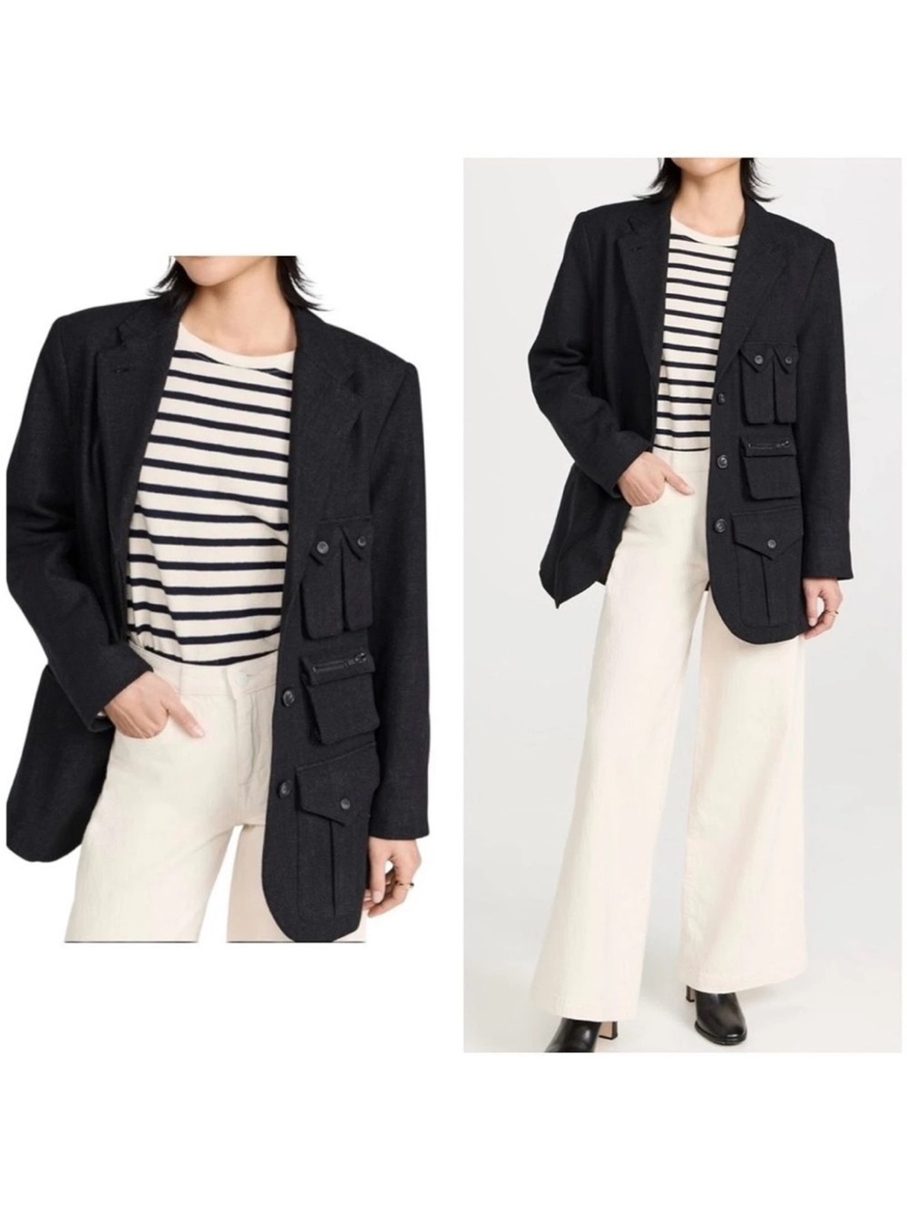 Smythe Black Surplus Cargo Oversized Blazer